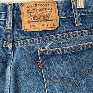 Vintage Orange Tab Levi's 505 Straight Leg Denim - Dark Wash - Size 34 x 31